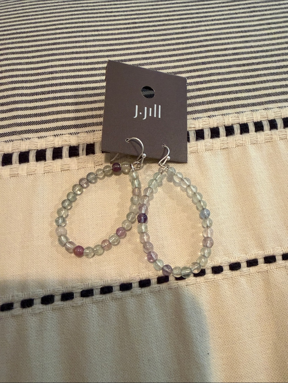 J. Jill Light Green and Purple Beaded Hoop Earrings